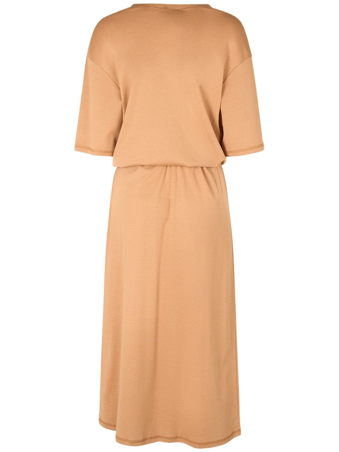 Shop Lemaire Belted Cotton Maxi T-shirt Dress In Beige