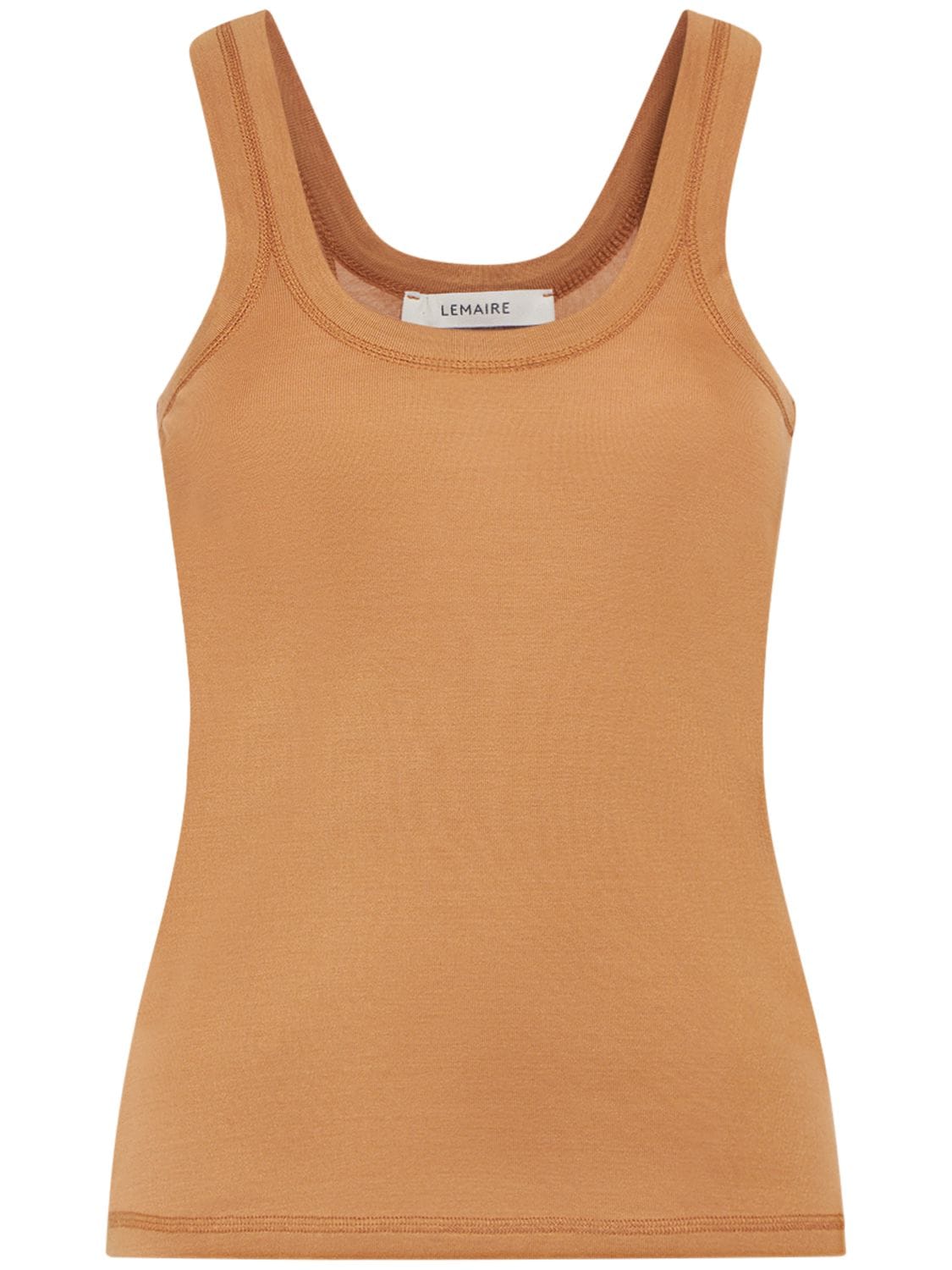 Lemaire Ribbed Cotton Tank Top In Beige