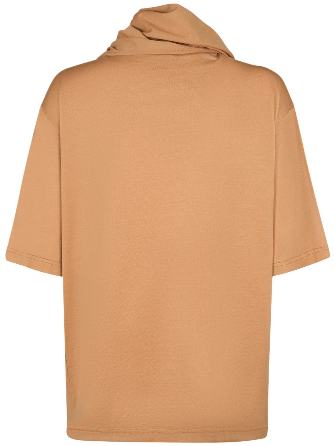 Shop Lemaire Cotton T-shirt W/ Scarf In Beige