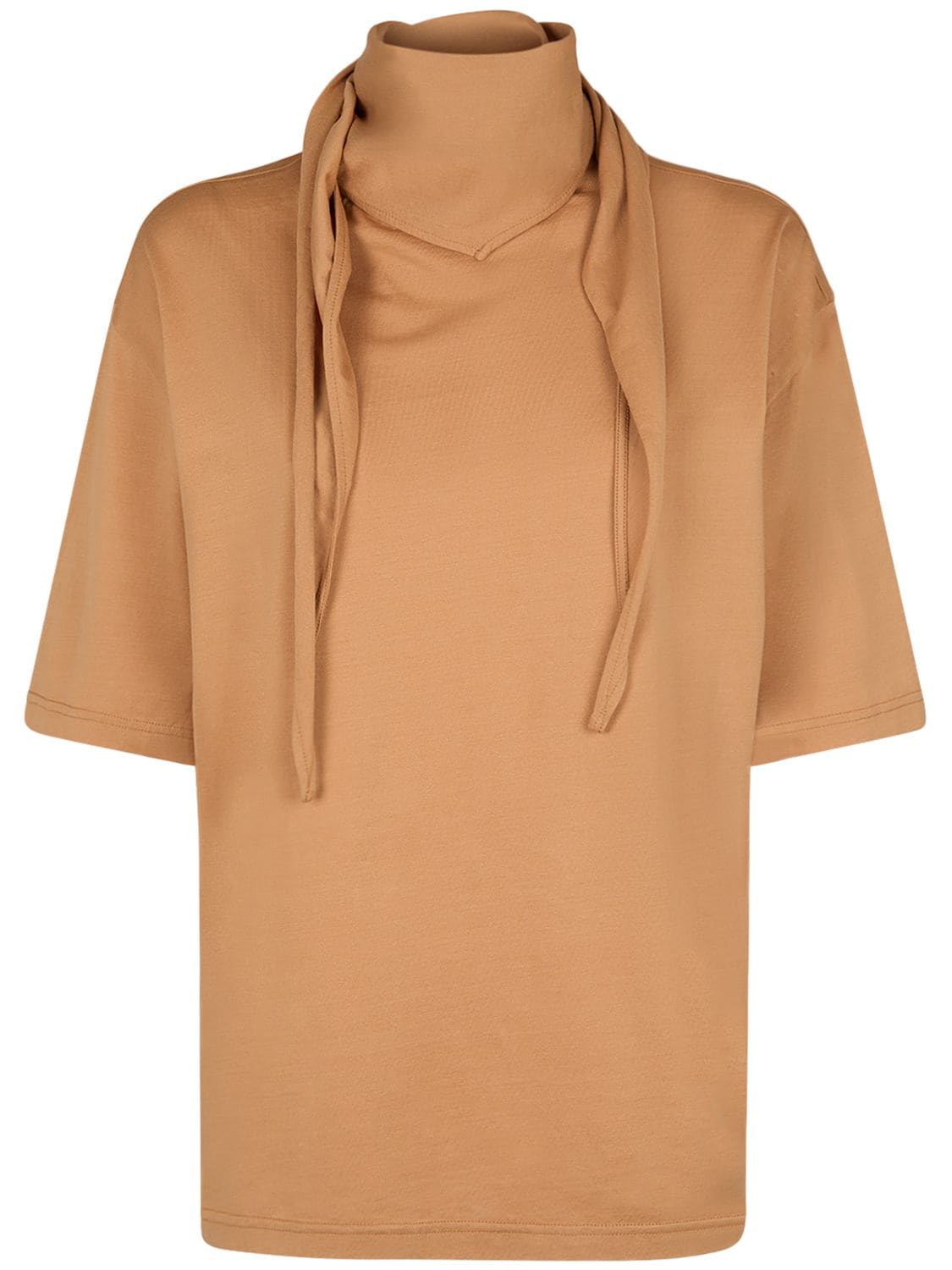 Shop Lemaire Cotton T-shirt W/ Scarf In Beige