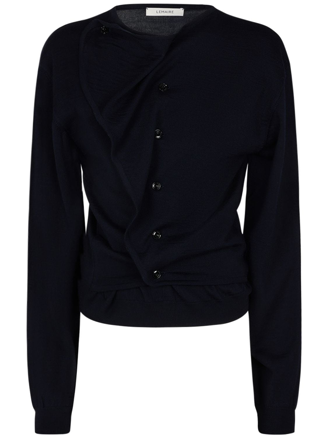Lemaire Buttoned Wool Blend Cardigan In Blue