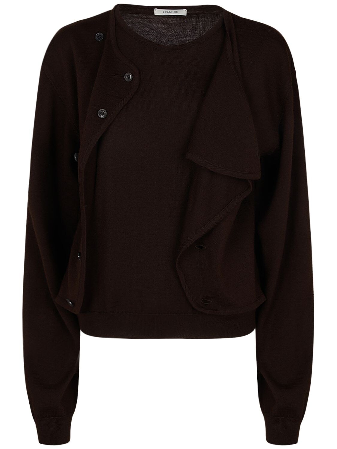 Shop Lemaire Buttoned Wool Blend Cardigan In Pecan Brown