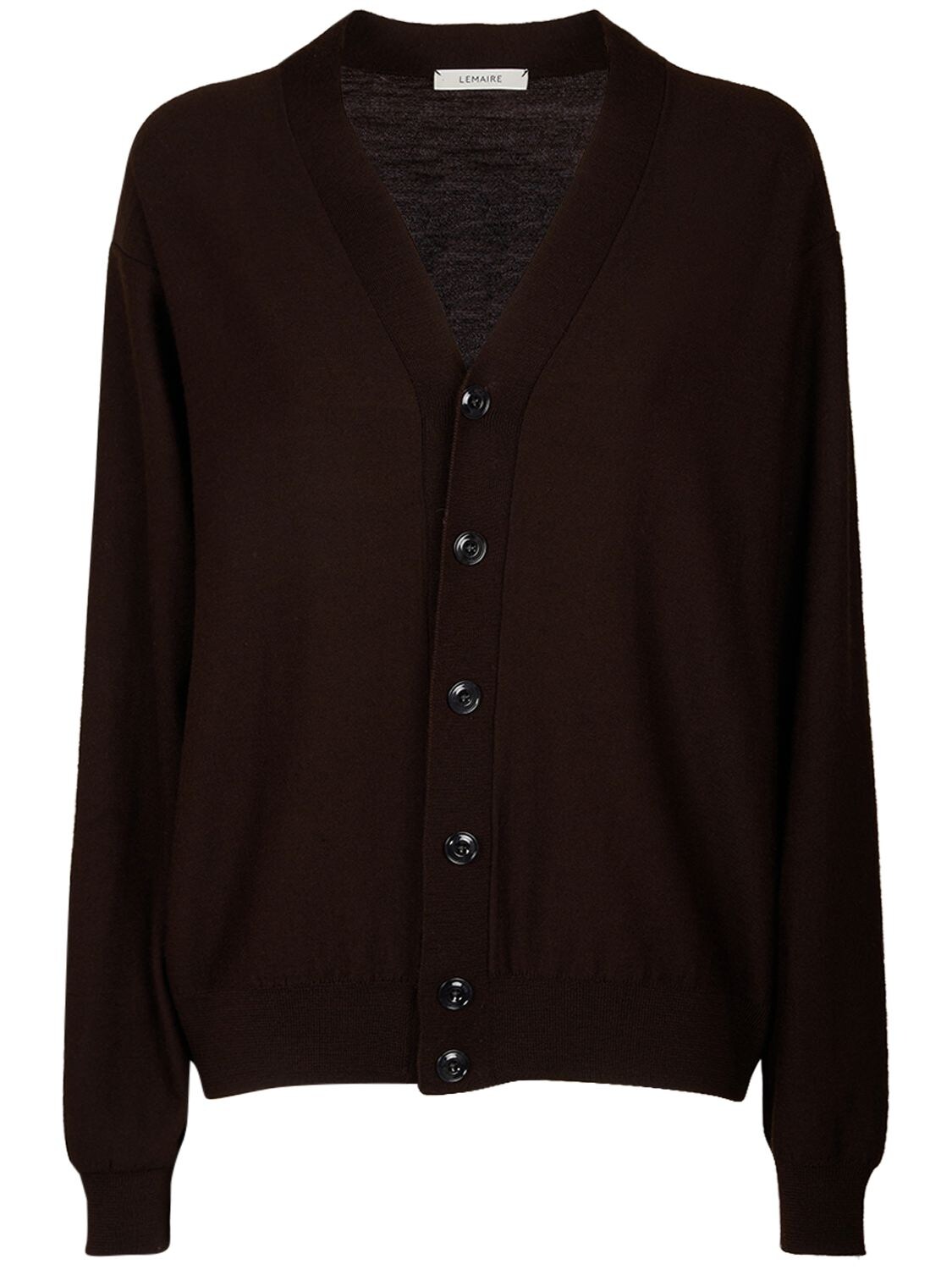 Shop Lemaire Relaxed Twisted Wool Blend Cardigan In Pecan Brown