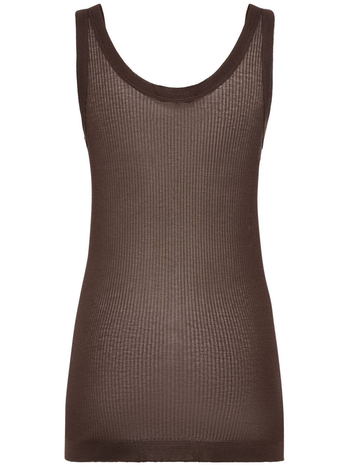 Shop Lemaire Seamless Viscose & Silk Rib Tank Top In Brown