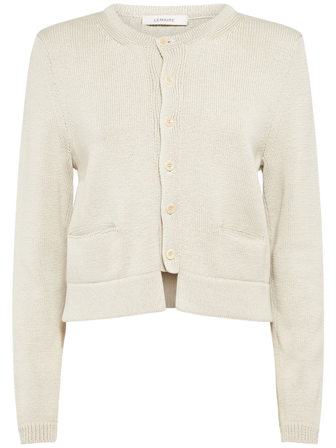 Lemaire Cropped Cotton Cardigan In Grey