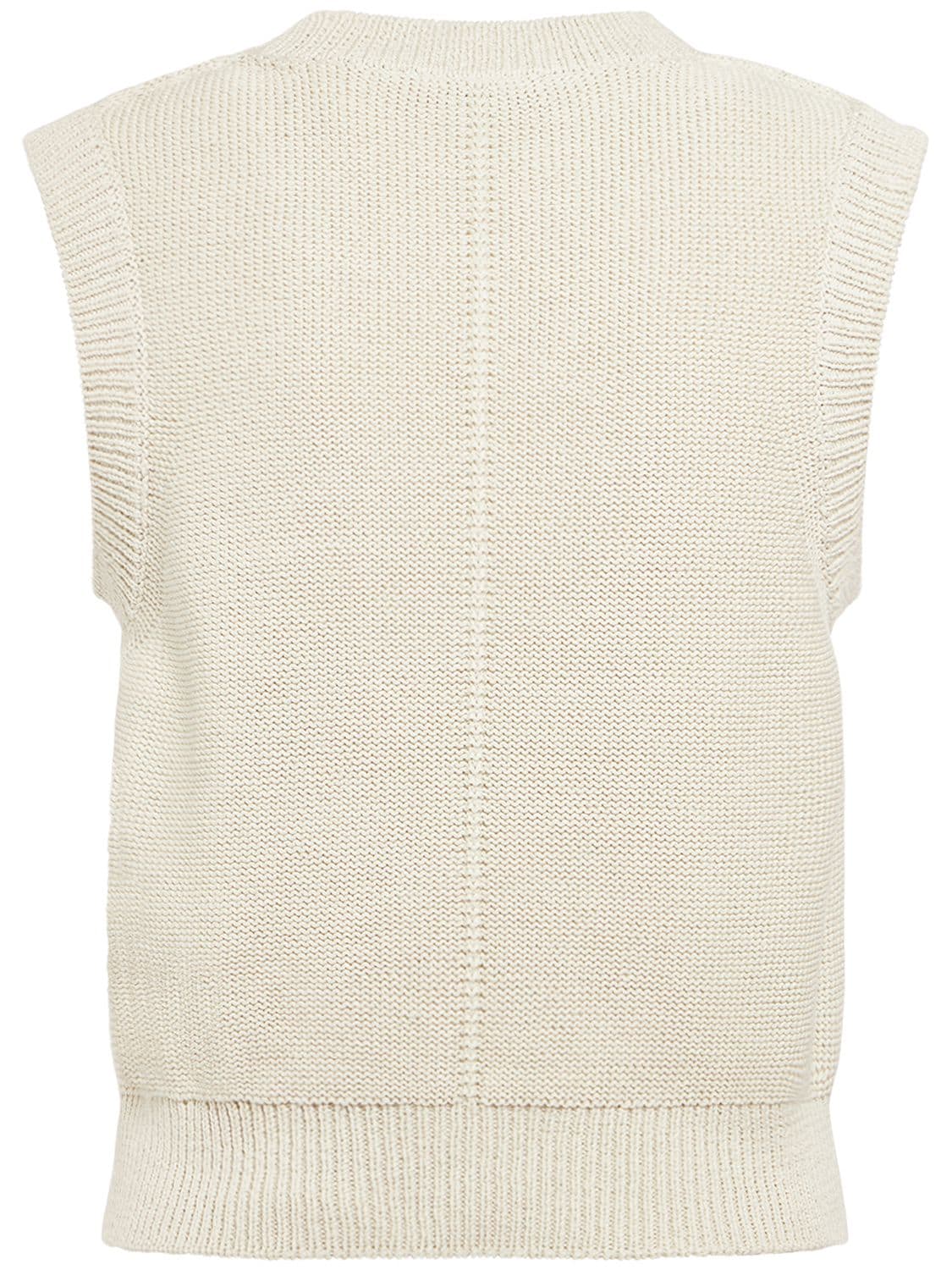 Shop Lemaire Sleeveless Cropped Cotton Knit Sweater In Grey