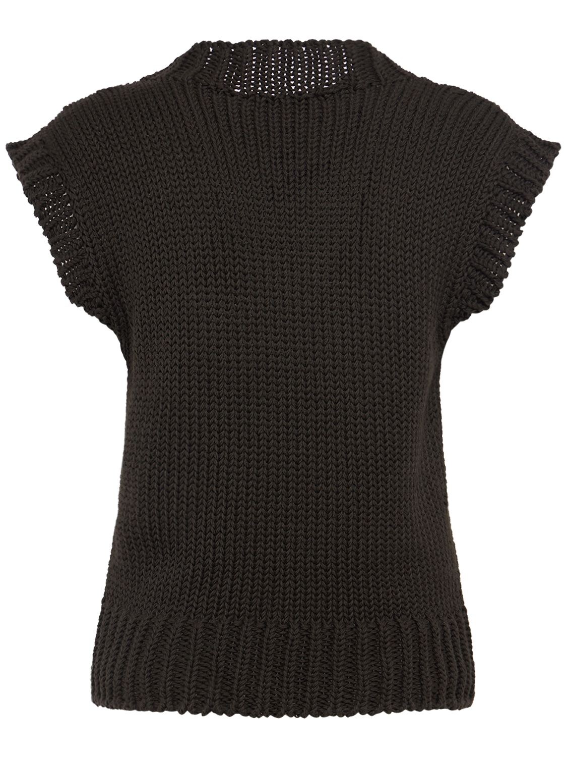 Shop Lemaire Chunky Cotton Sleeveless Sweater In Brown