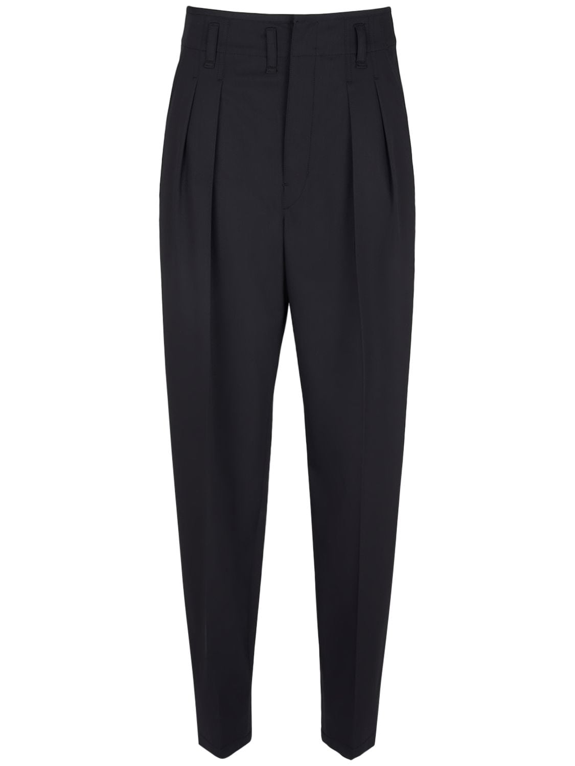 Shop Lemaire Tailored Pleated Wool Pants In Jet Black