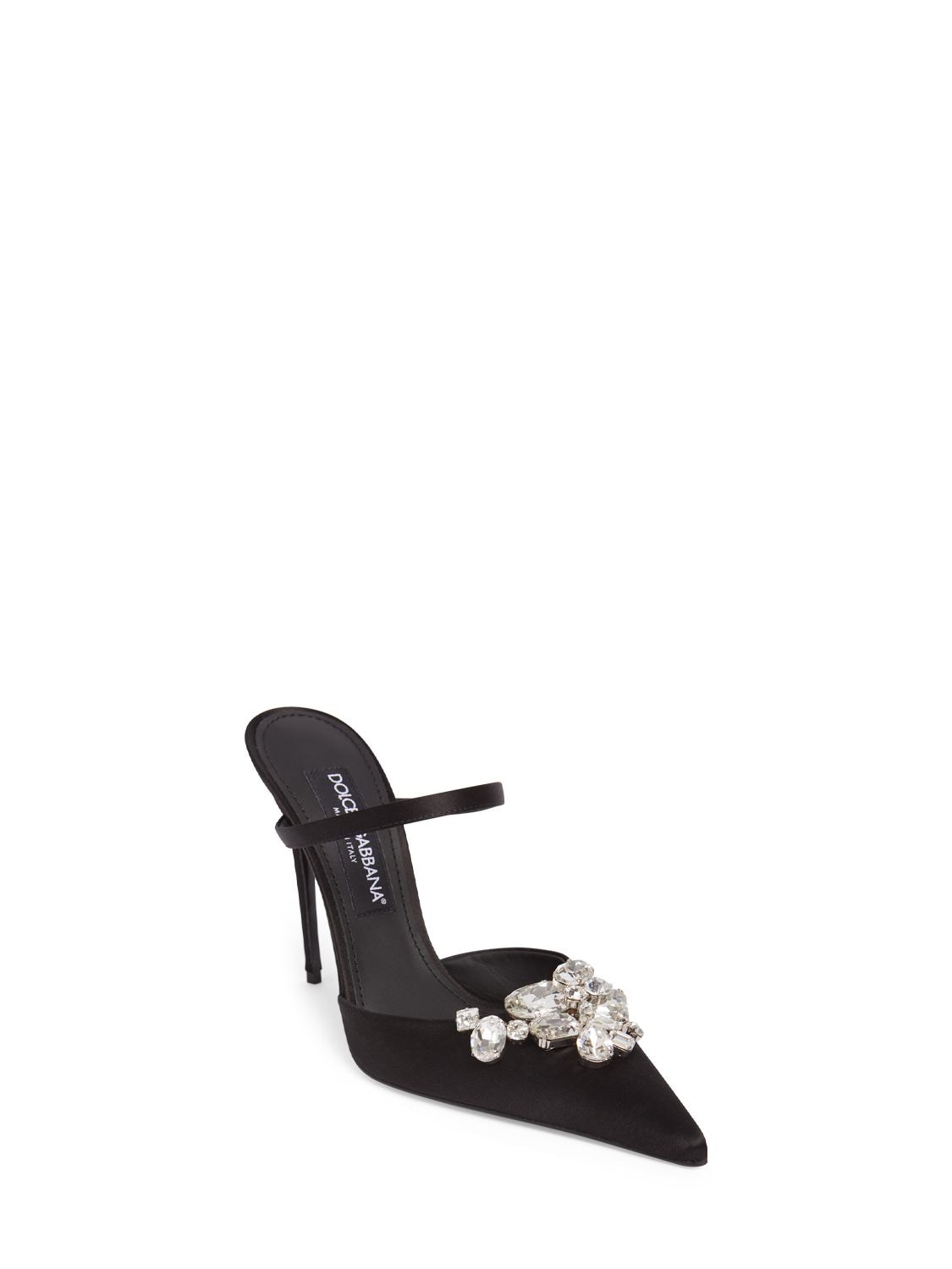 Shop Dolce & Gabbana 105mm Lollo Satin Mules In Black