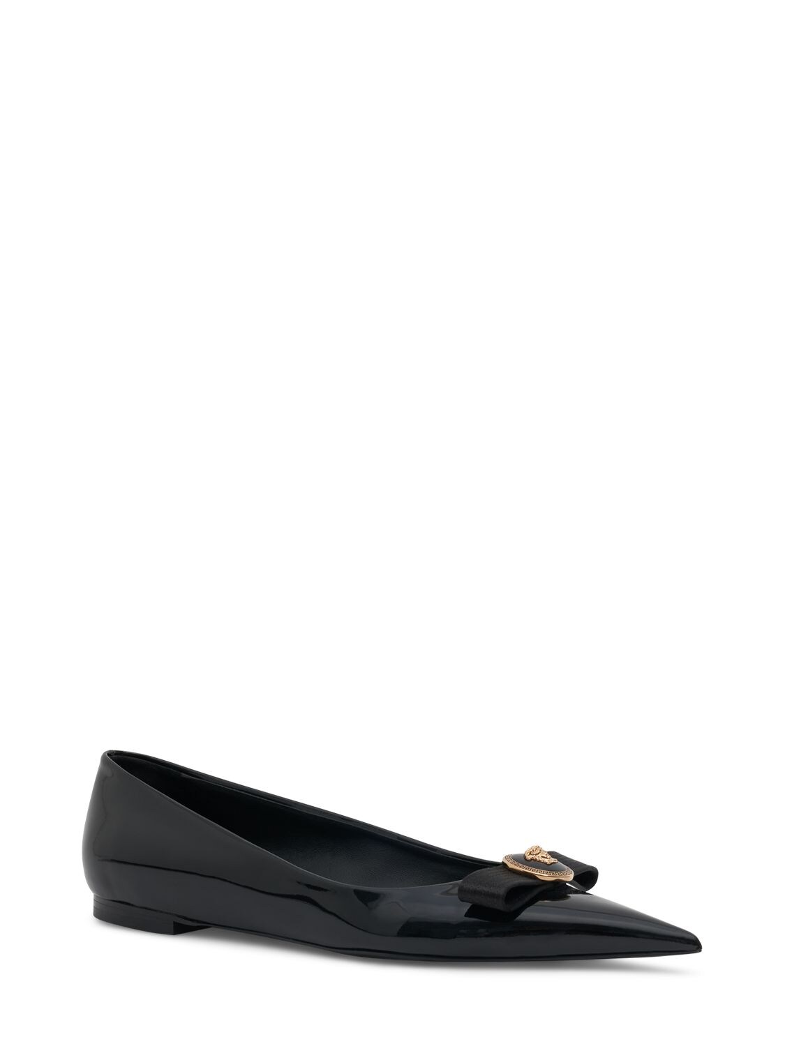Shop Versace Leather Flats Shoes In Black
