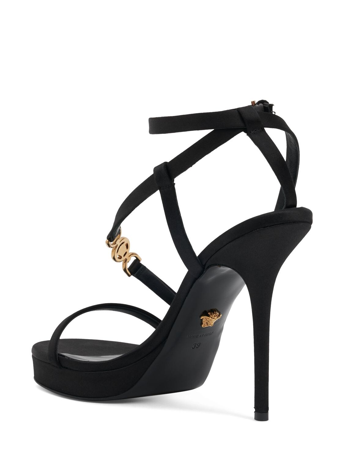 Shop Versace 115mm Patent Leather Sandals In Black