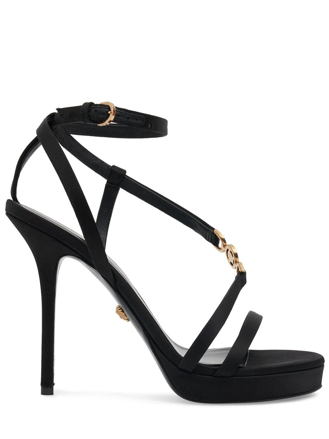 Shop Versace 115mm Patent Leather Sandals In Black