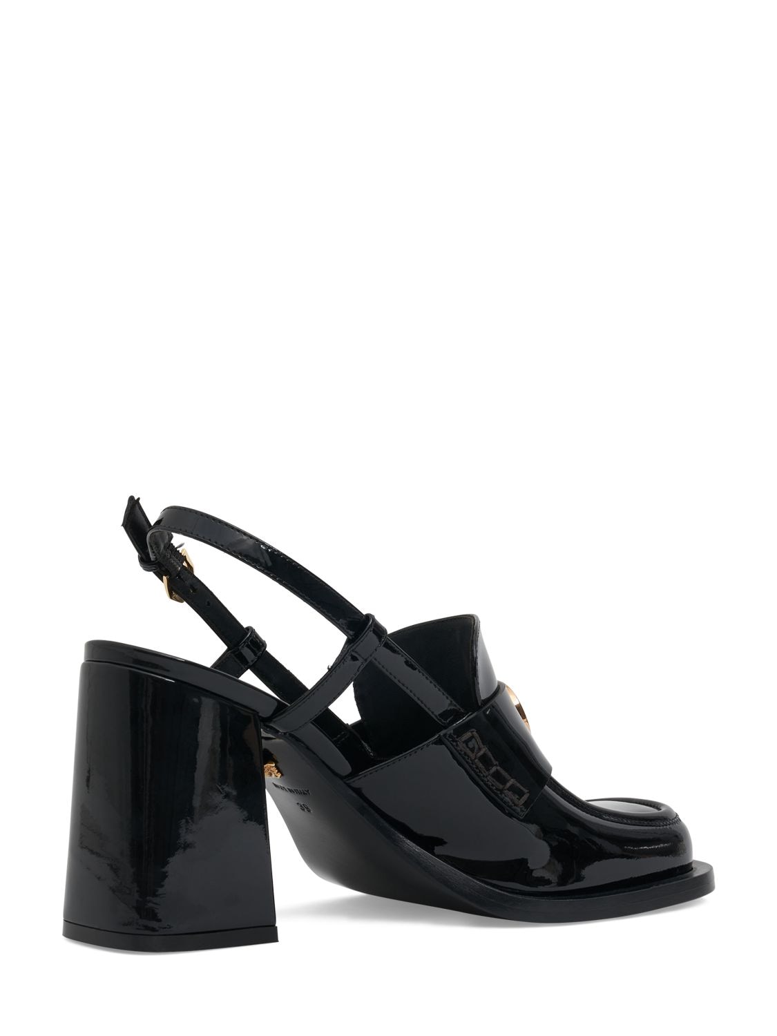 Shop Versace 85mm Patent Leather Heels In Black