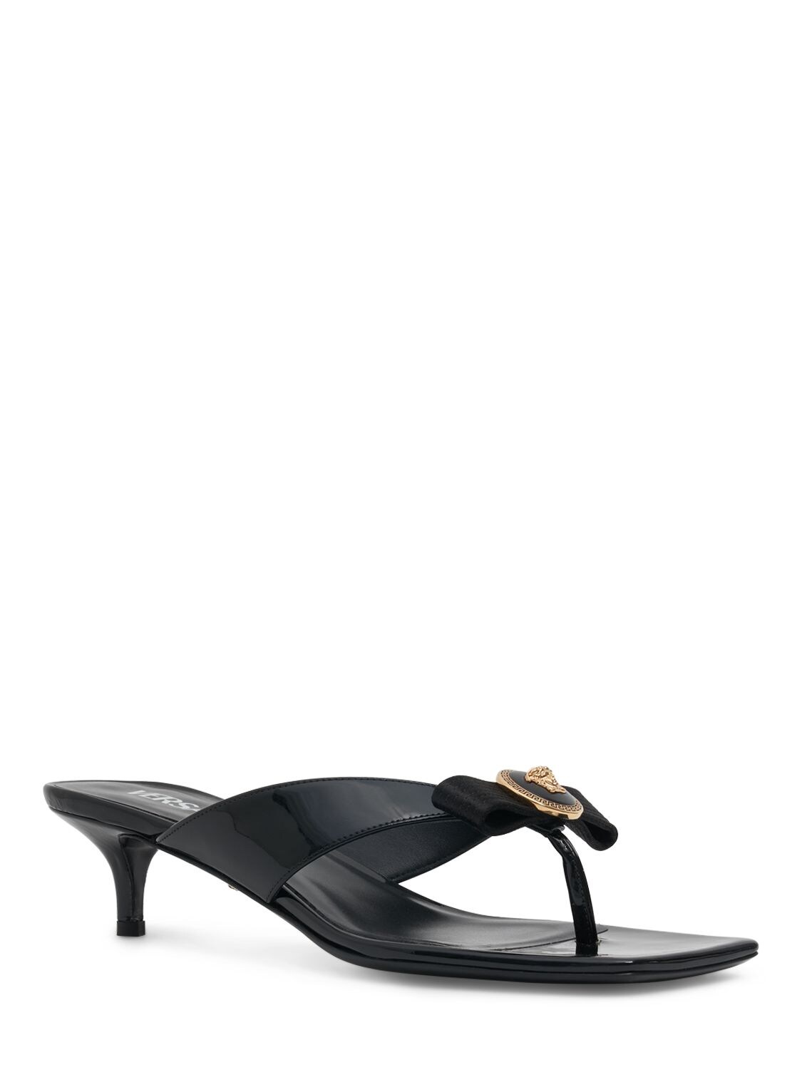 Shop Versace 45mm Leather Sandals In Black