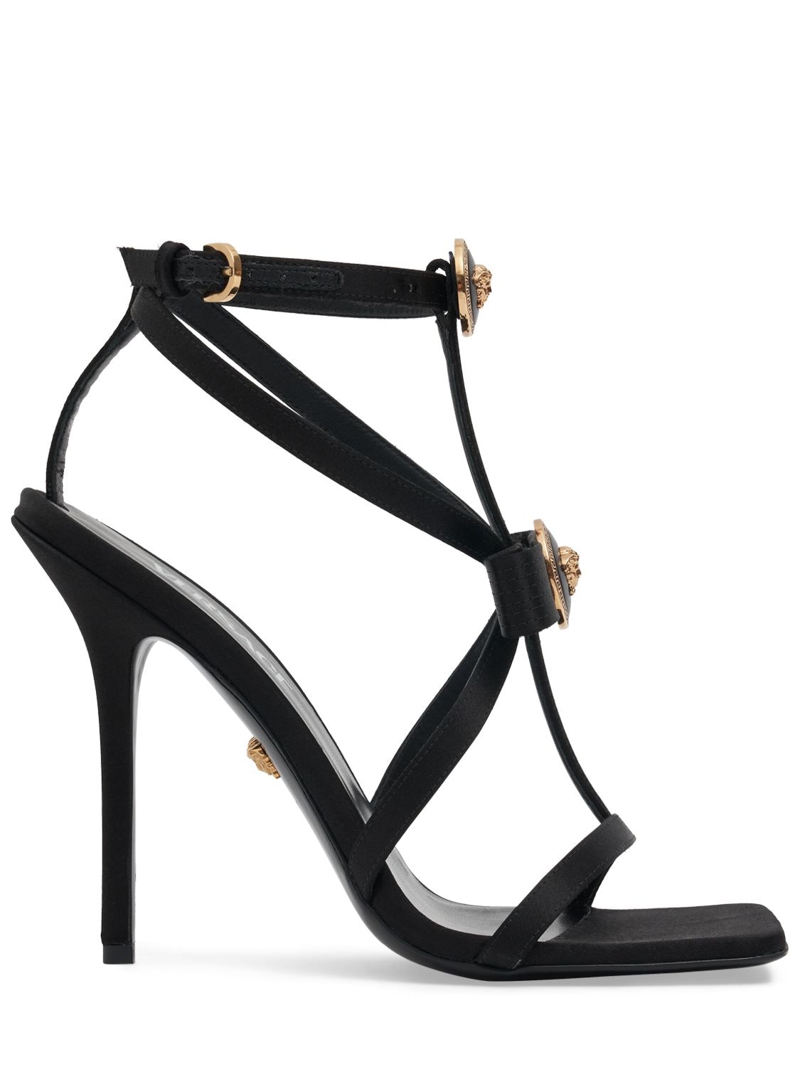 Versace 110mm Satin Sandals In Black