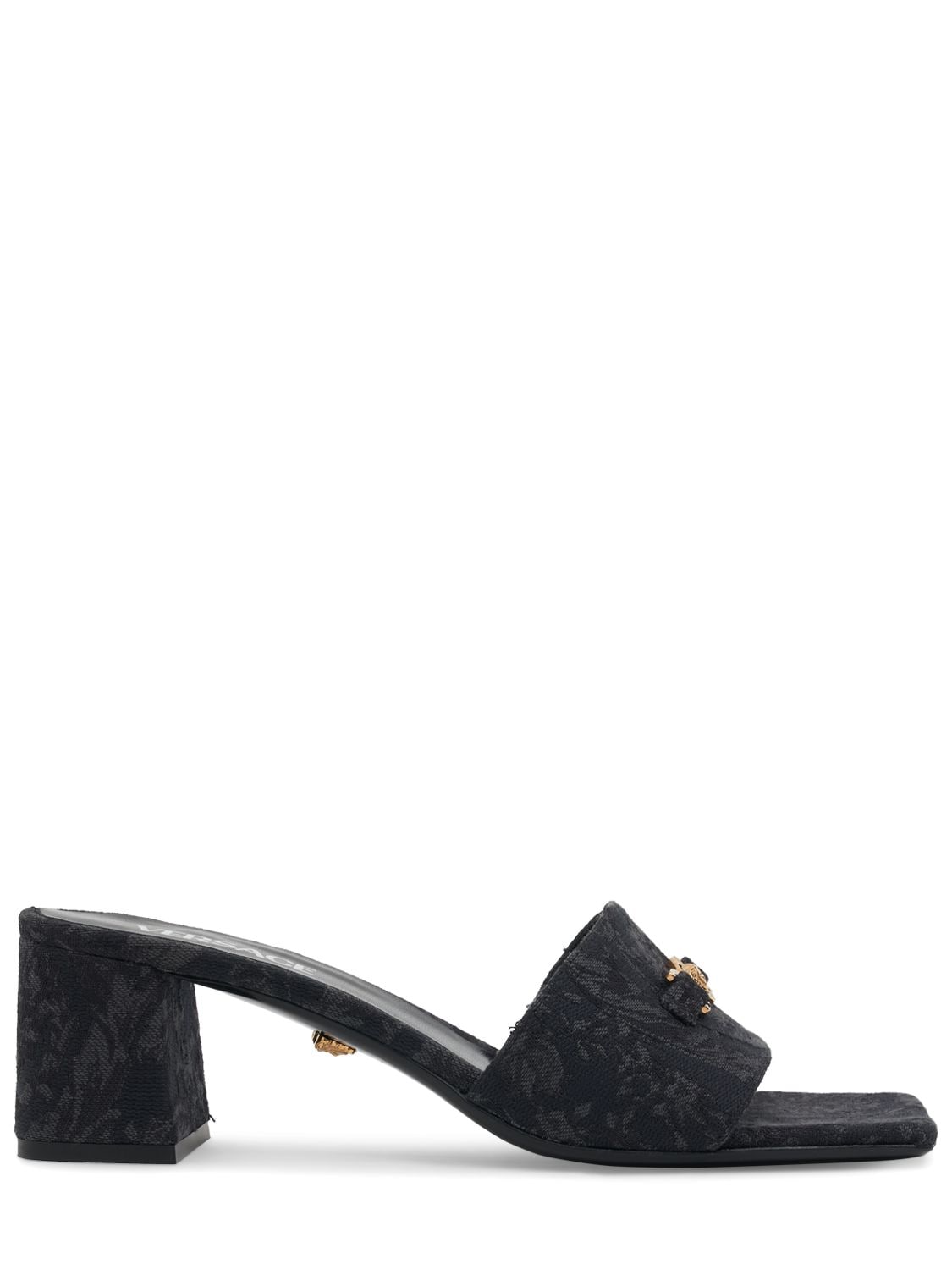 Versace 60mm Barocco-jacquard Slip-on Mules In Black__gold
