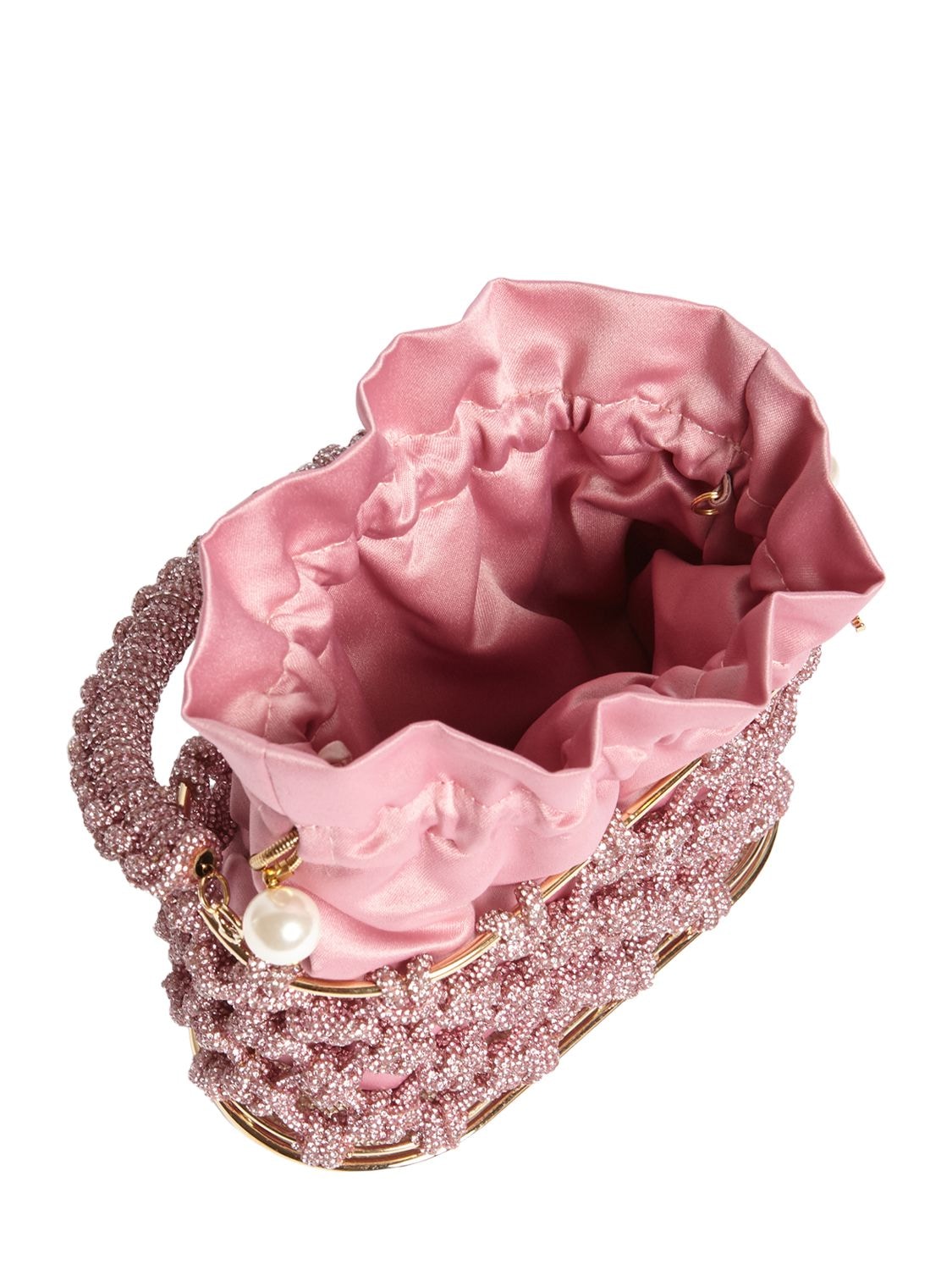 Shop Rosantica Mini Holli Nodi Crystals Top Handle Bag In Pink