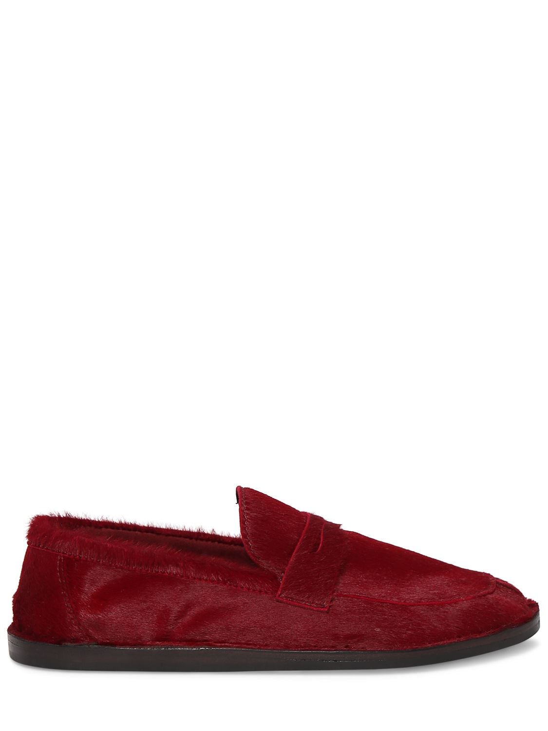 The Row Cary Pony Hair Loafers In Bordeaux