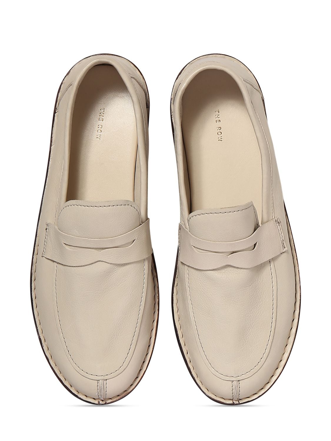 Shop The Row Cary Leather Loafers In Cream