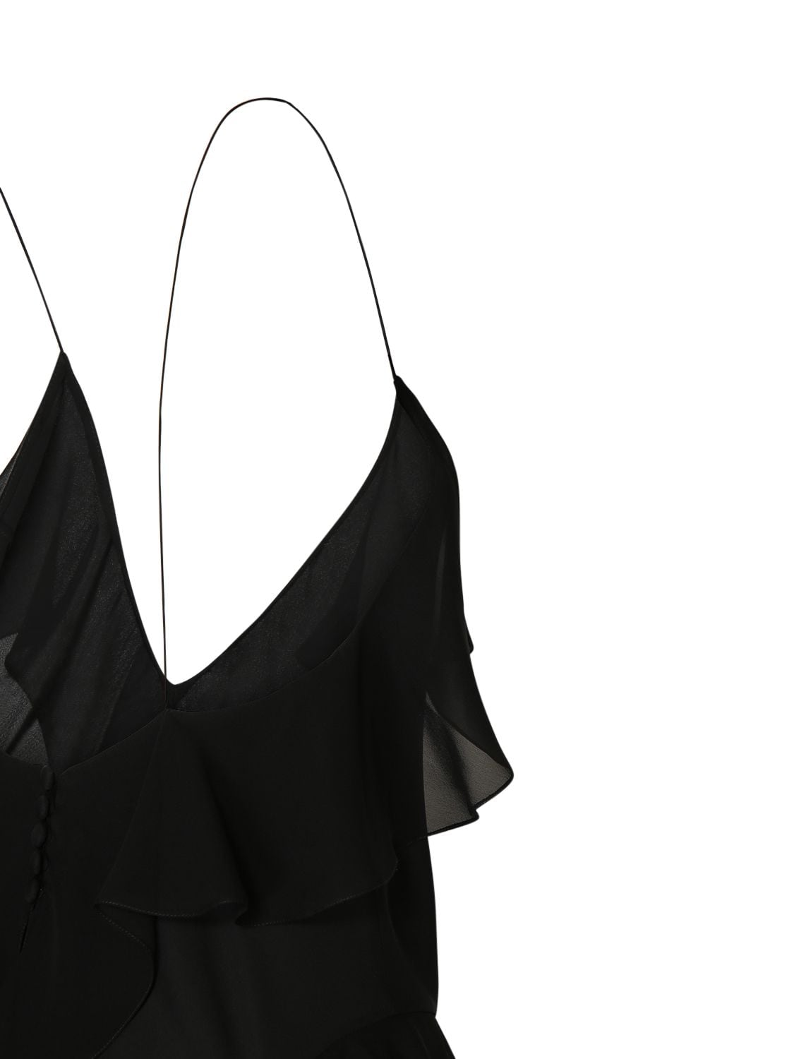 Shop Khaite Pim Silk Ruffled Midi Dress In Black