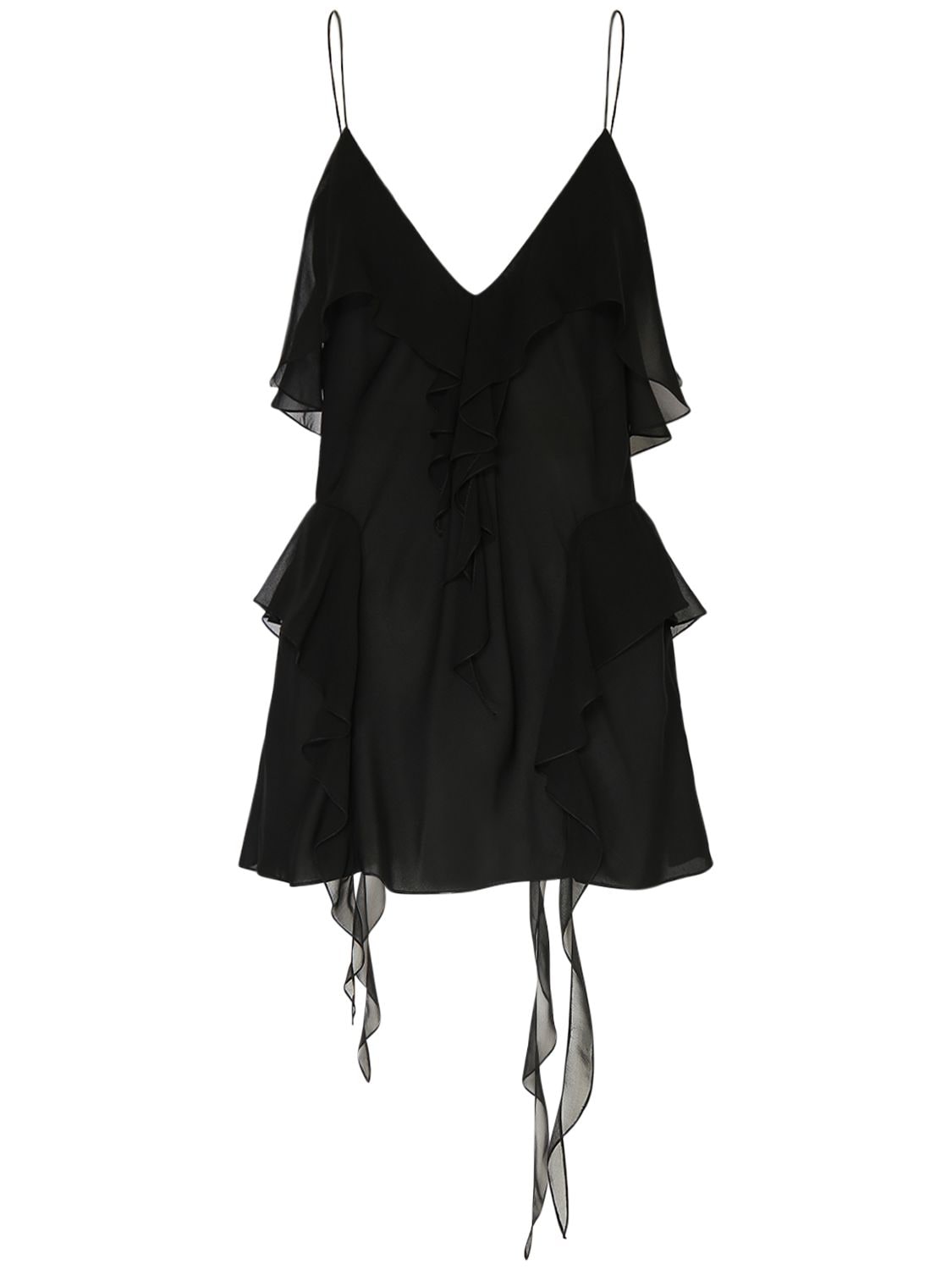 Shop Khaite Piet Ruffled Silk Top In Black