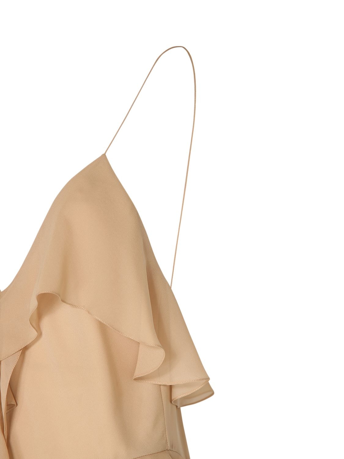 Shop Khaite Piet Ruffled Silk Top In Beige