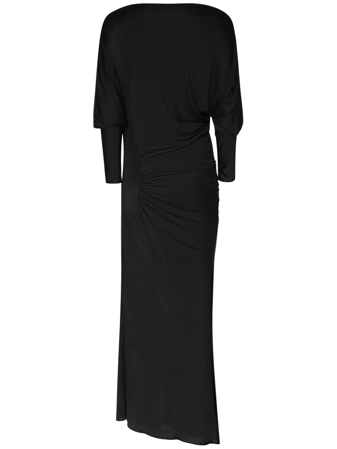 Shop Khaite Oron Viscose Midi Dress In Black