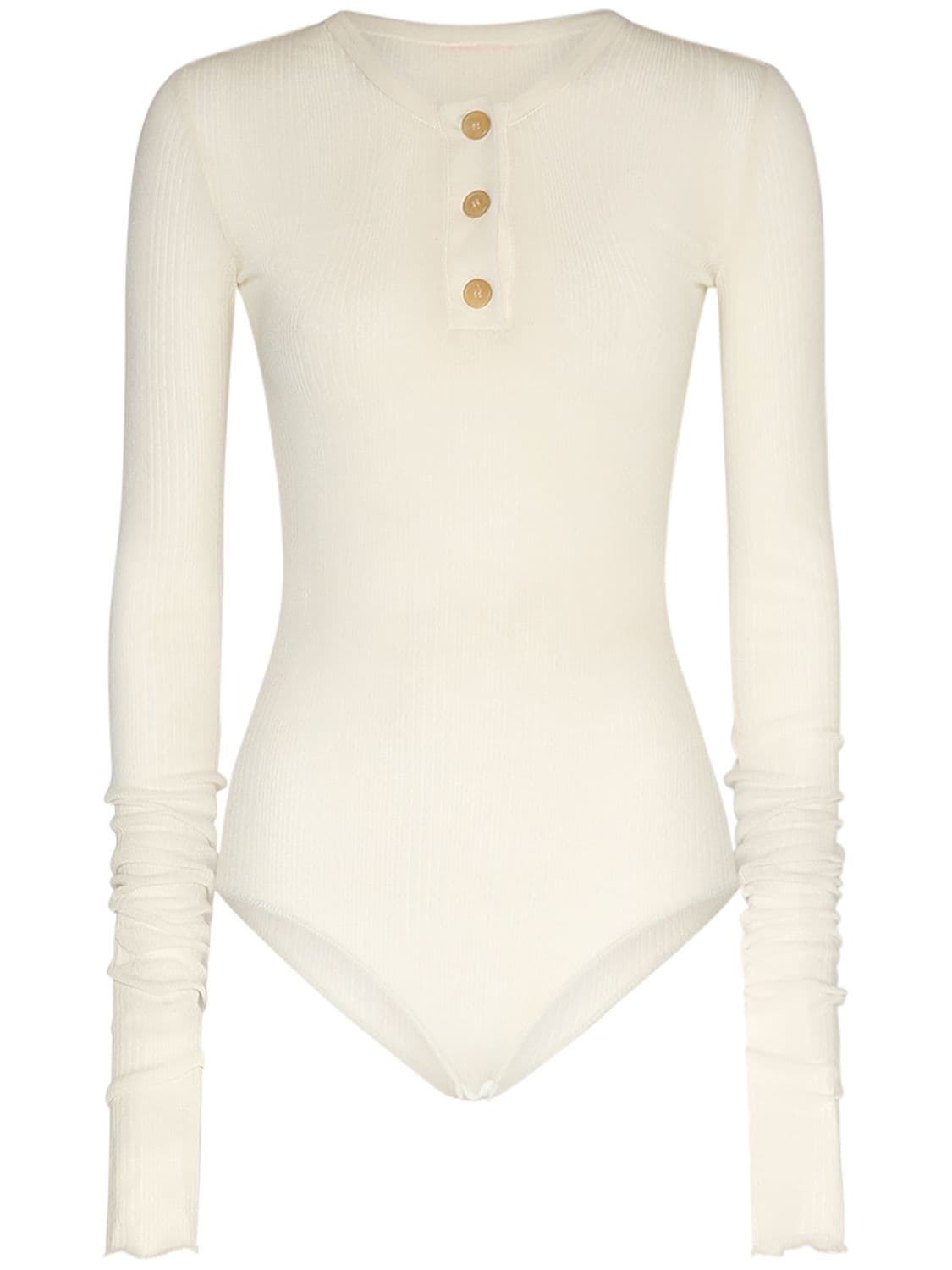 Khaite Janelle Cotton Blend Bodysuit In White