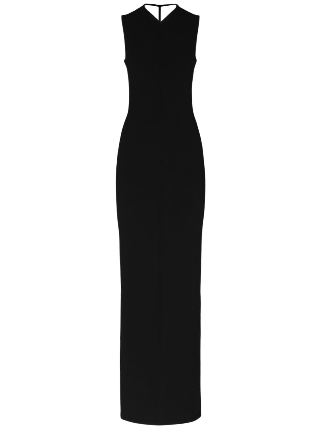 Shop Khaite Teri Viscose Midi Dress W/open Back In Black
