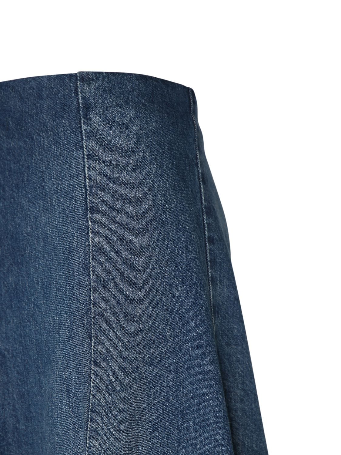 Shop Khaite Lennox Cotton Denim Midi Skirt In Blue