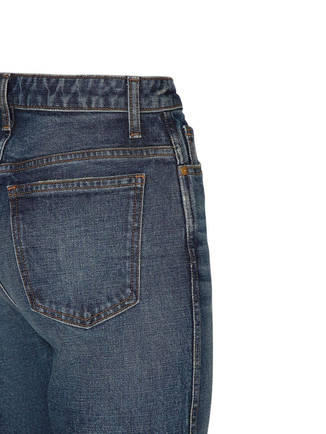 Shop Khaite Danielle High Rise Straight Jeans In Blue