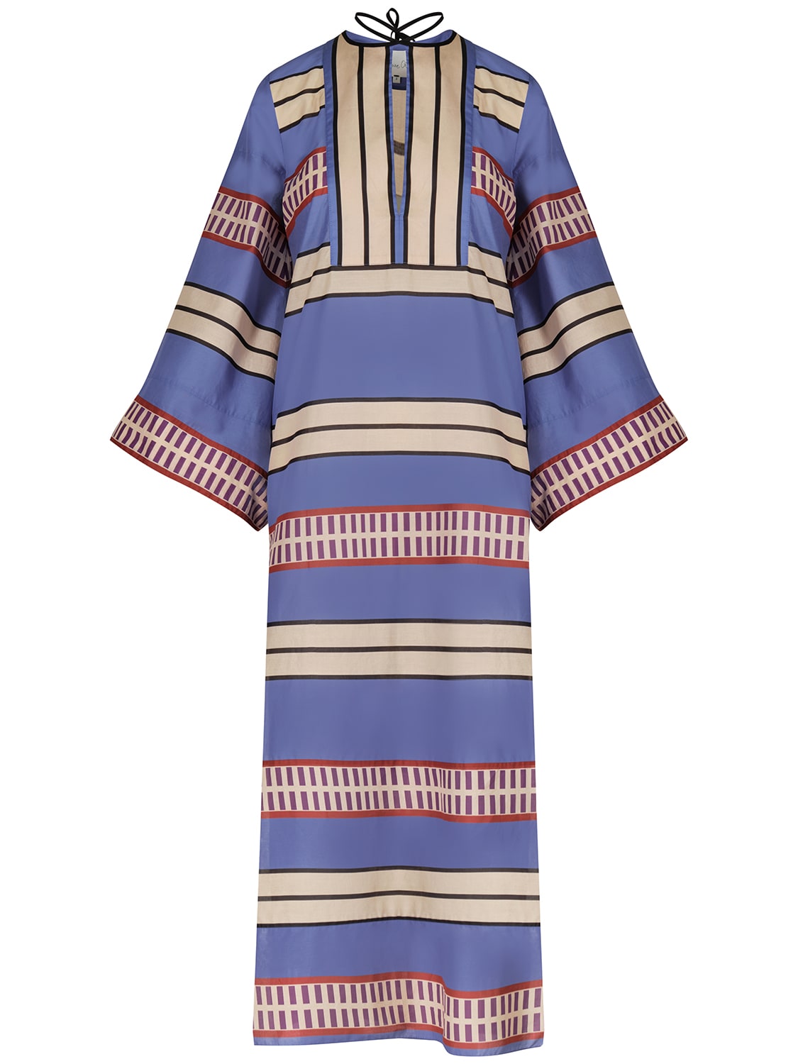 Shop Johanna Ortiz Tropical Palm Belted Midi Dress In Blue,beige,red