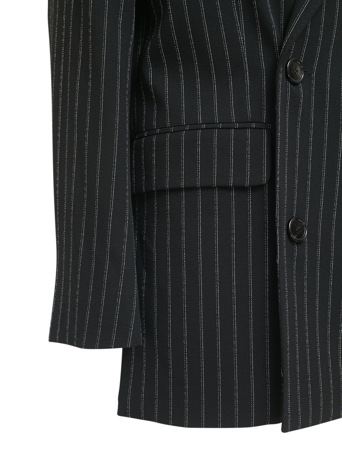 Shop Ami Alexandre Mattiussi Pinstripe Double Breasted Wool Jacket In Black