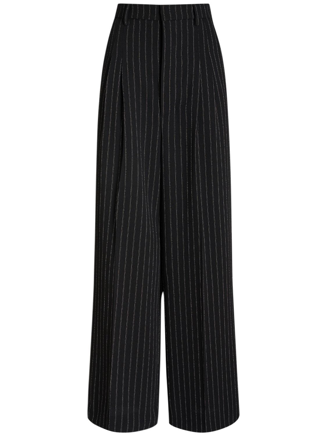 Ami Alexandre Mattiussi High Waist Wide Wool Trousers In Black