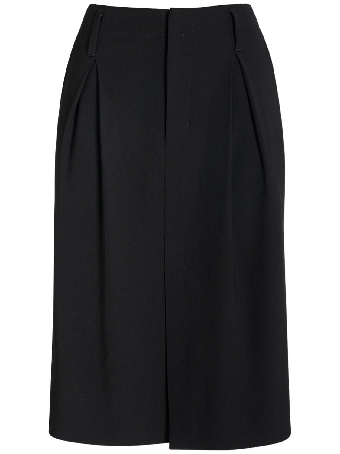 Ami Alexandre Mattiussi Wool & Viscose Twill Midi Skirt In Black