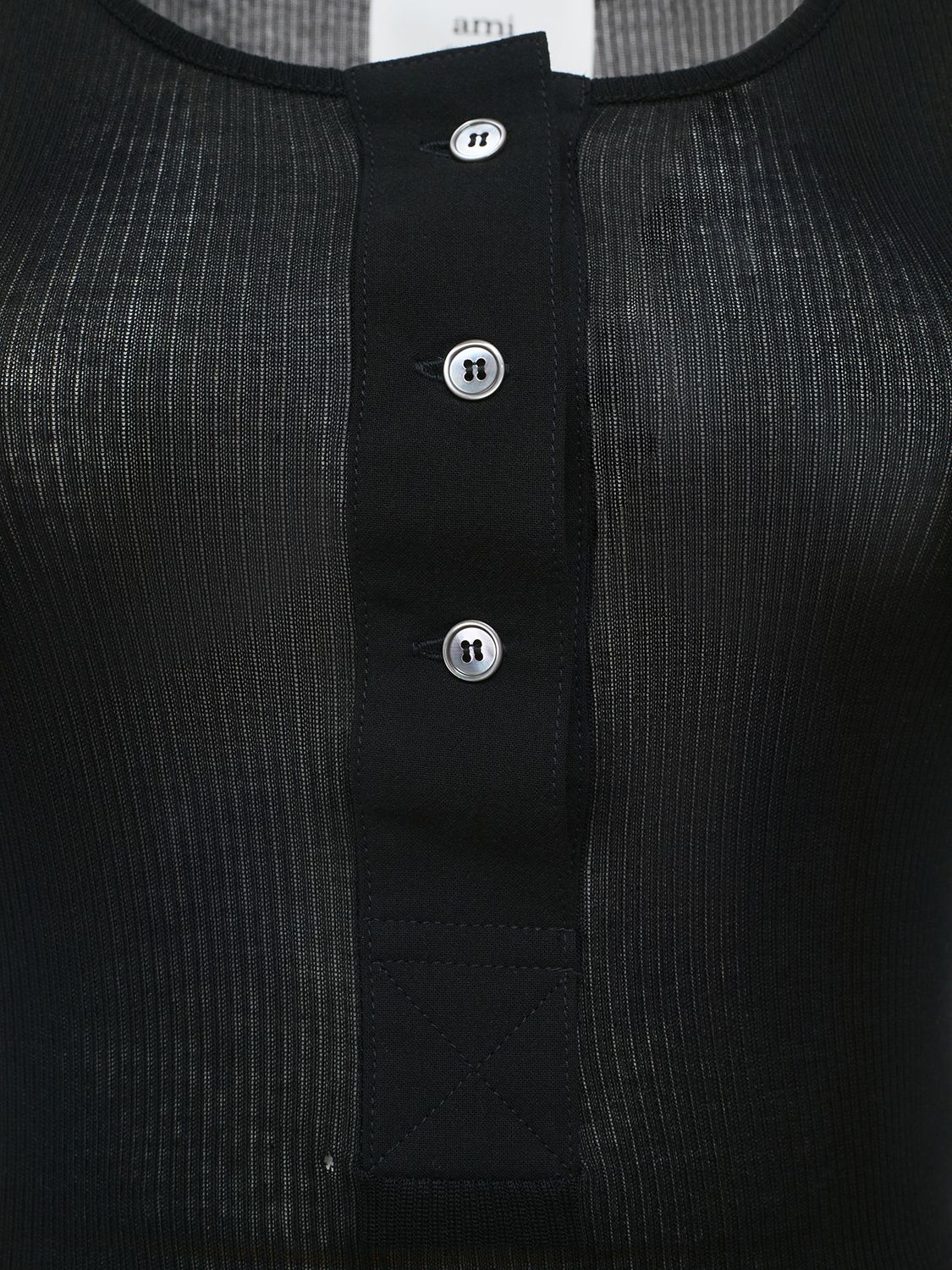 Shop Ami Alexandre Mattiussi Light Rib Jersey Cotton Tank Top In Black