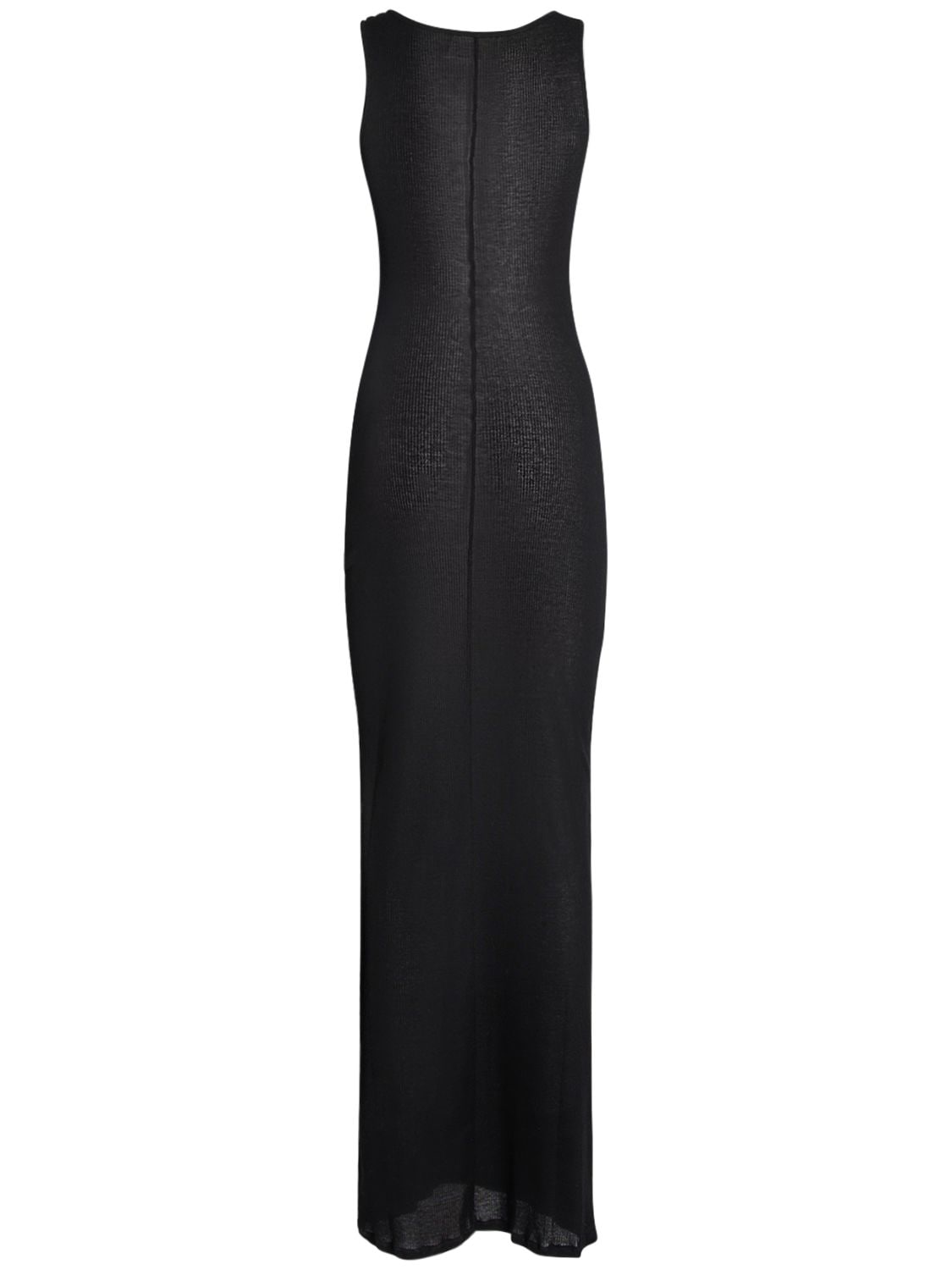 Shop Ami Alexandre Mattiussi Rib Cotton Jersey Long Tank Dress In Black