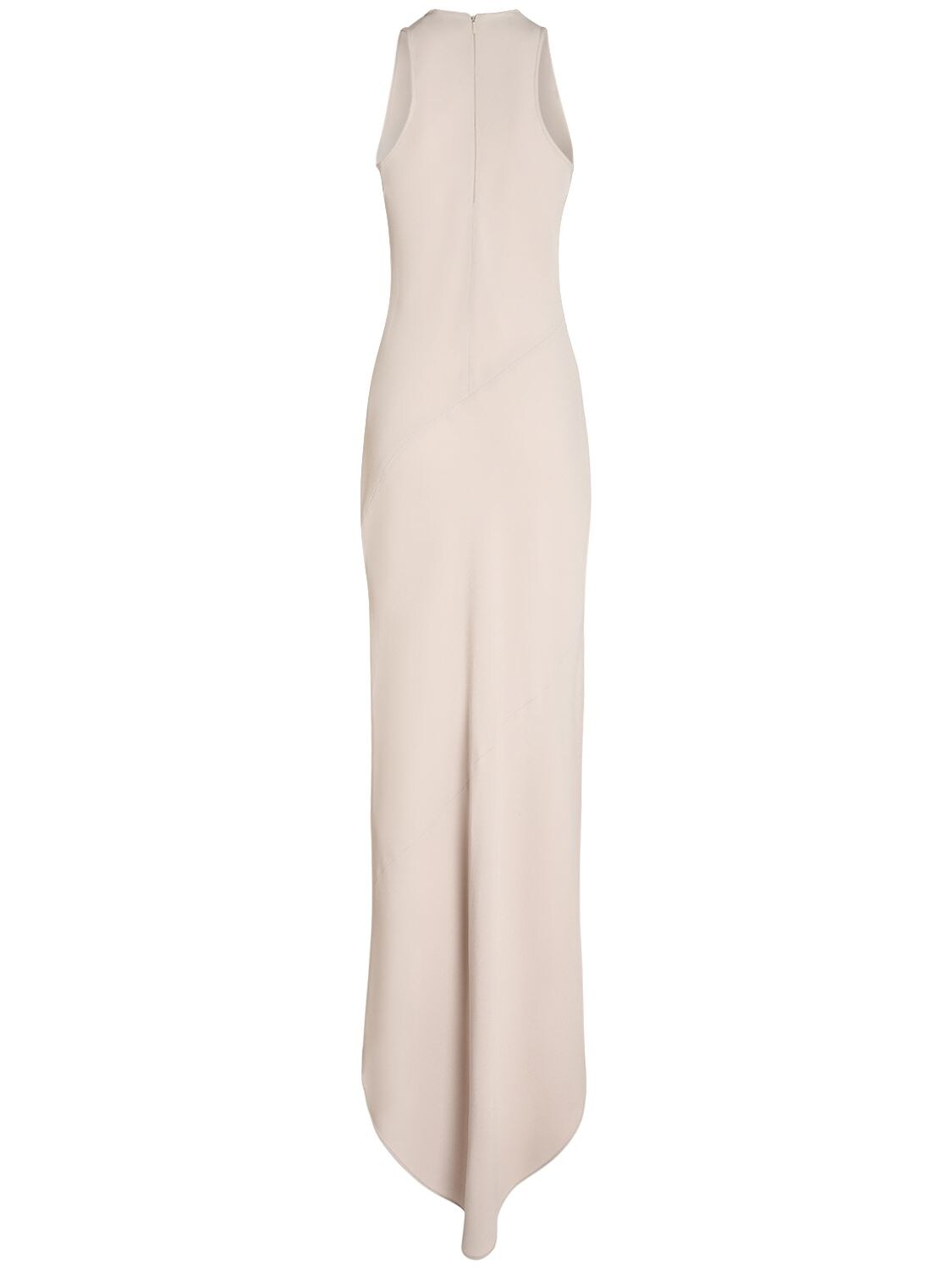 Shop Ami Alexandre Mattiussi Viscose Blend Sleeveless Long Dress In Beige