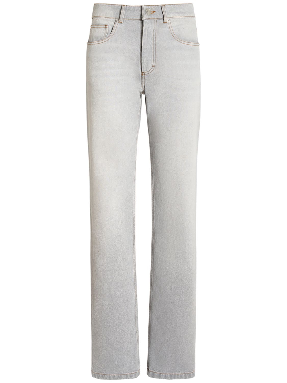 Ami Alexandre Mattiussi Straight Mid Rise Cotton Jeans In Blue