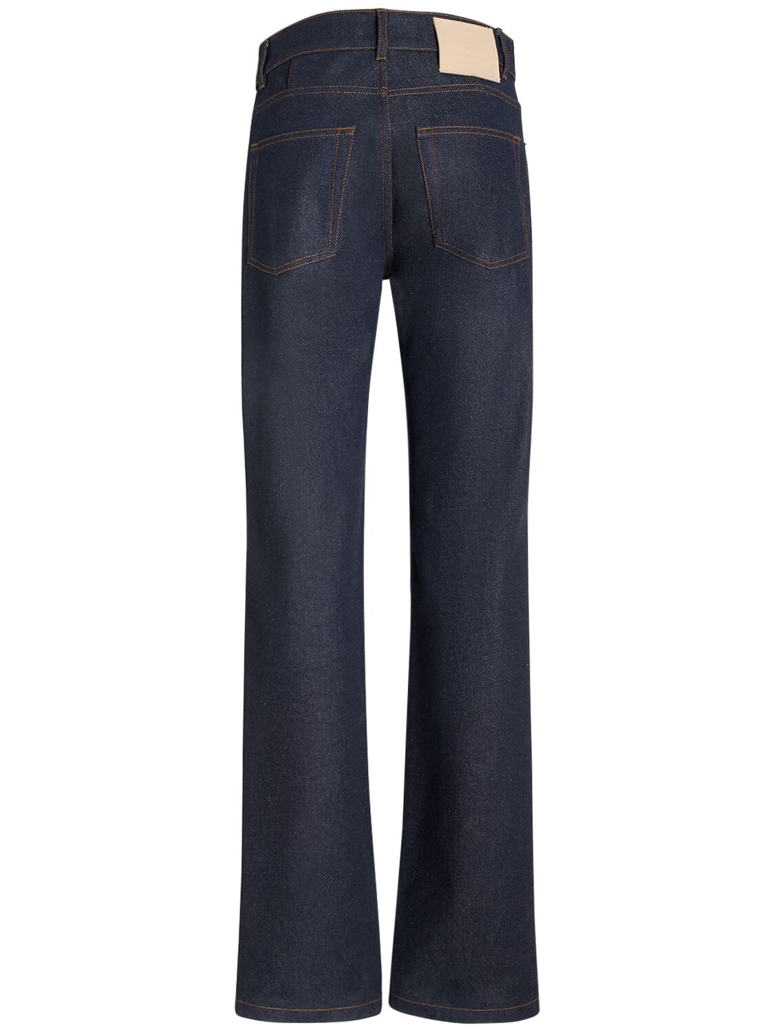 Shop Ami Alexandre Mattiussi Straight Mid Rise Cotton Jeans In Blue