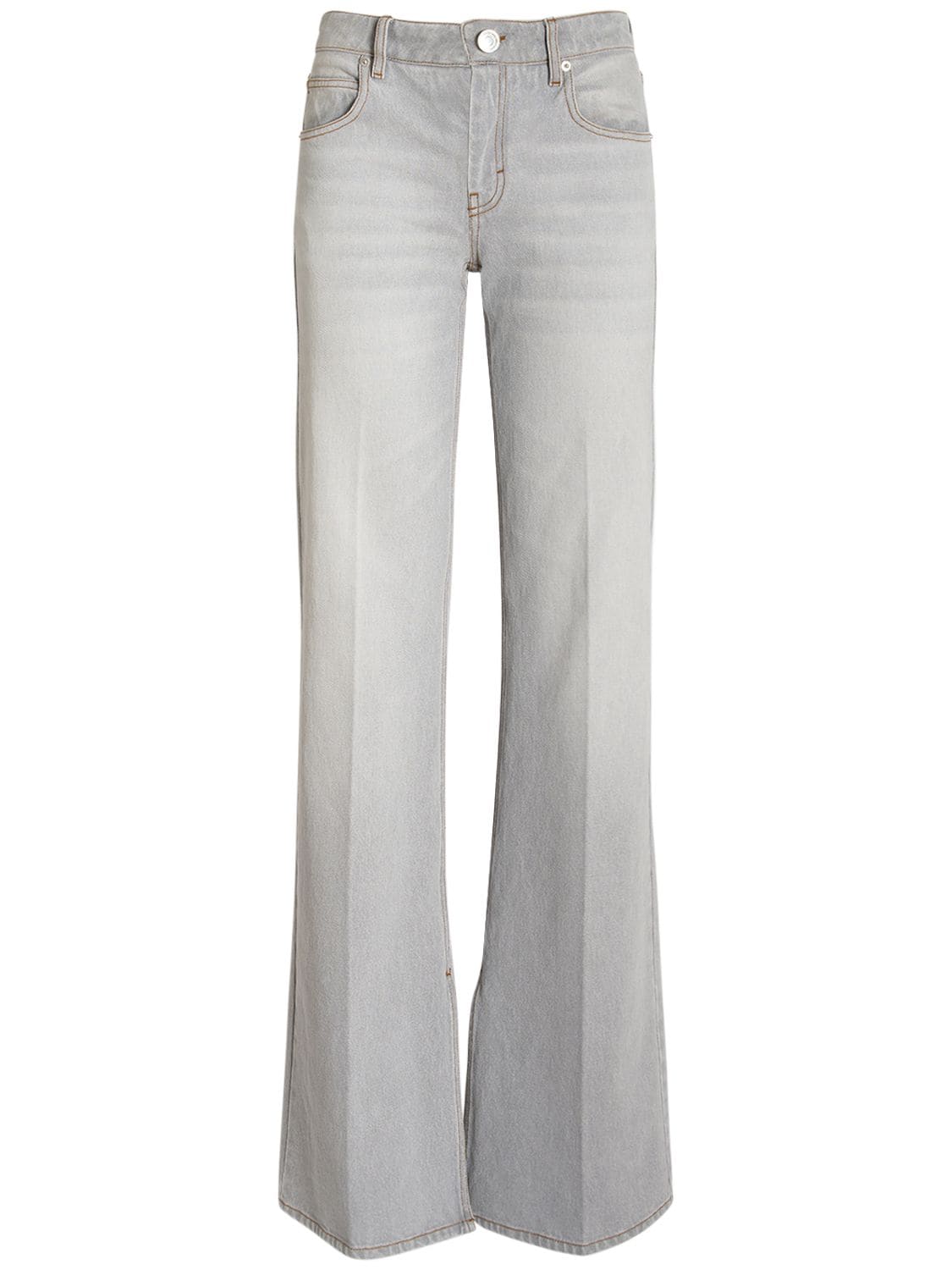 Ami Alexandre Mattiussi Flared High Rise Cotton Jeans In Grey