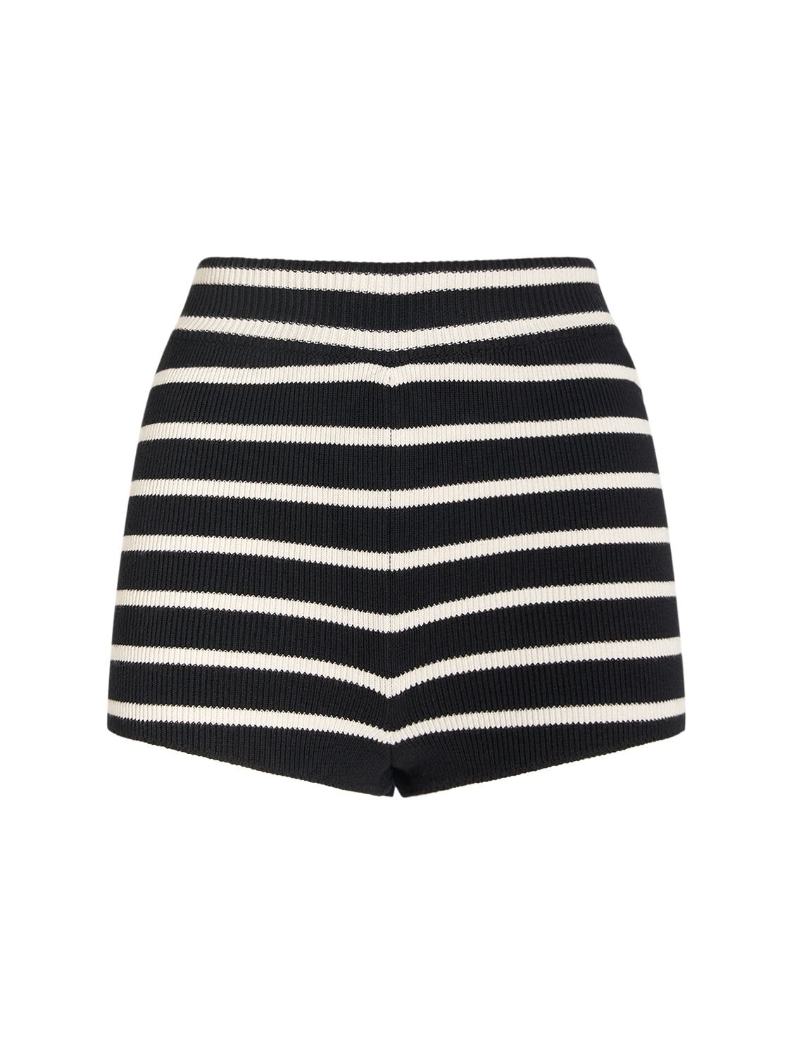 Shop Ami Alexandre Mattiussi Ami Striped Sailor Cotton Mini Shorts In Black,white