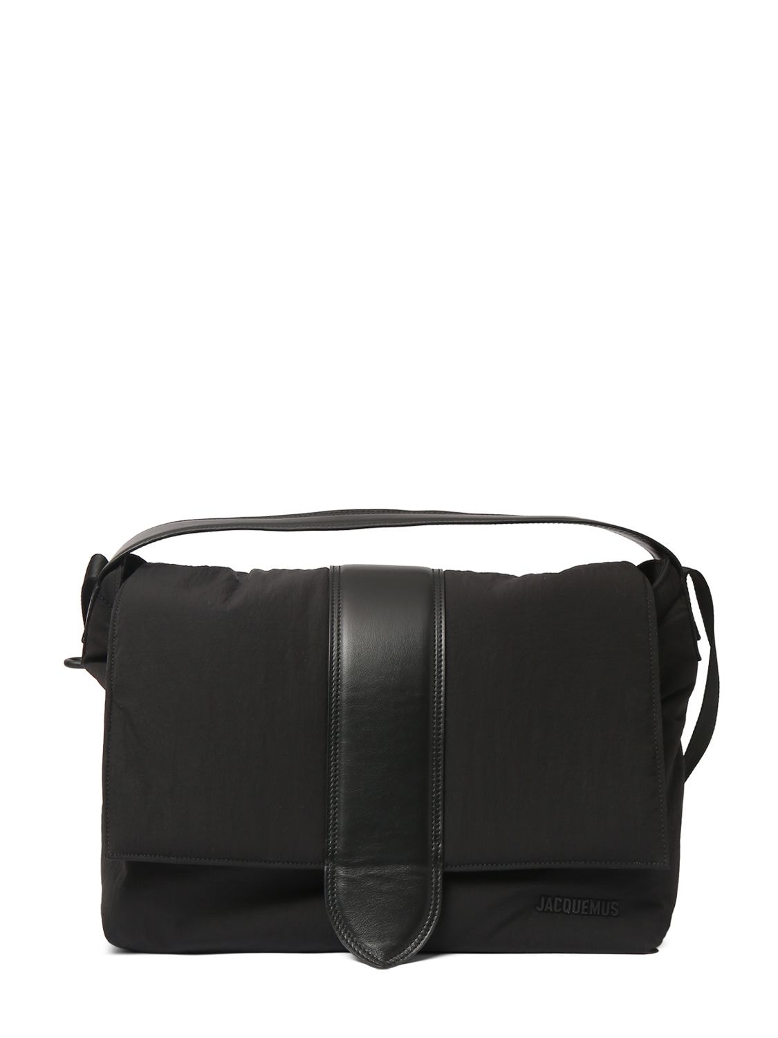 Shop Jacquemus Le Petit Messenger Nylon Bag In Black