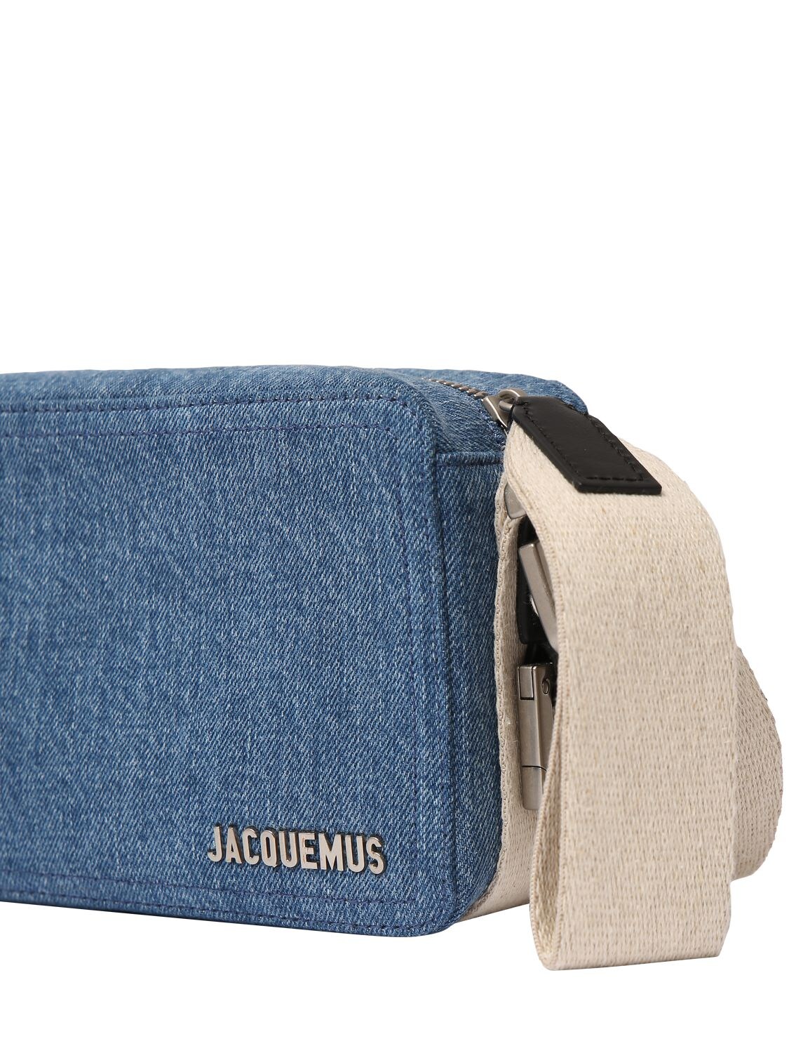 Shop Jacquemus Le Cuerda Horizontal Cotton Bag In Blue