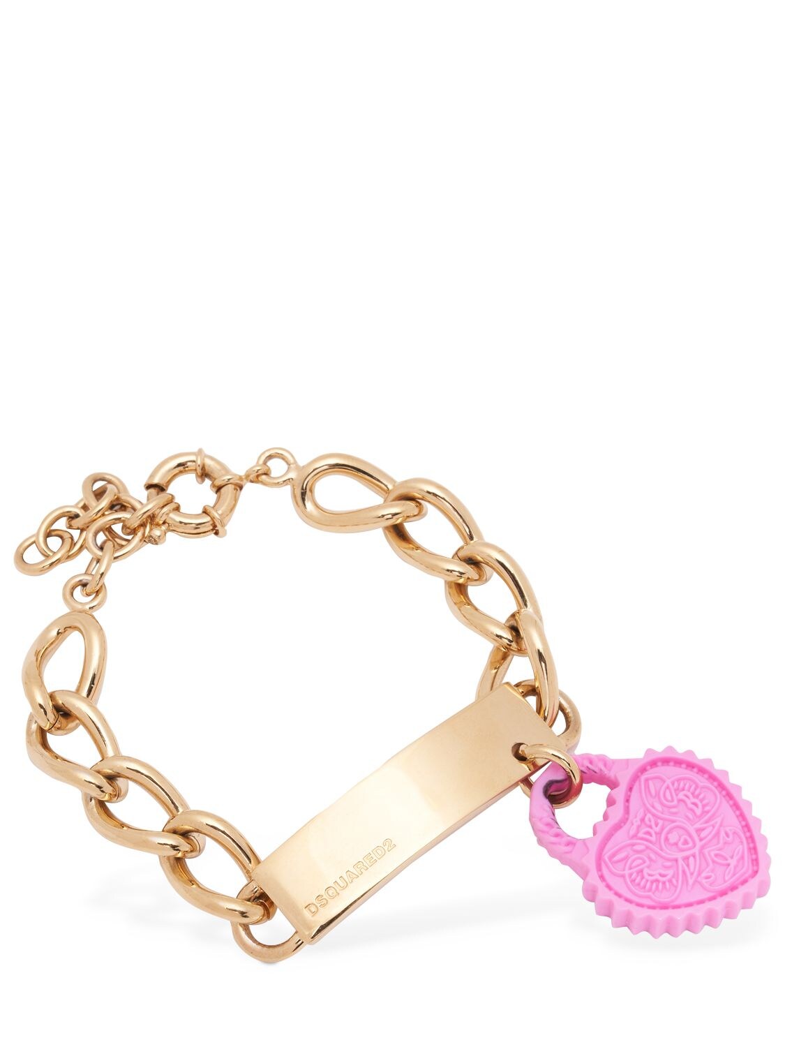 Shop Dsquared2 Open Your Heart Bracelet In Gold,pink