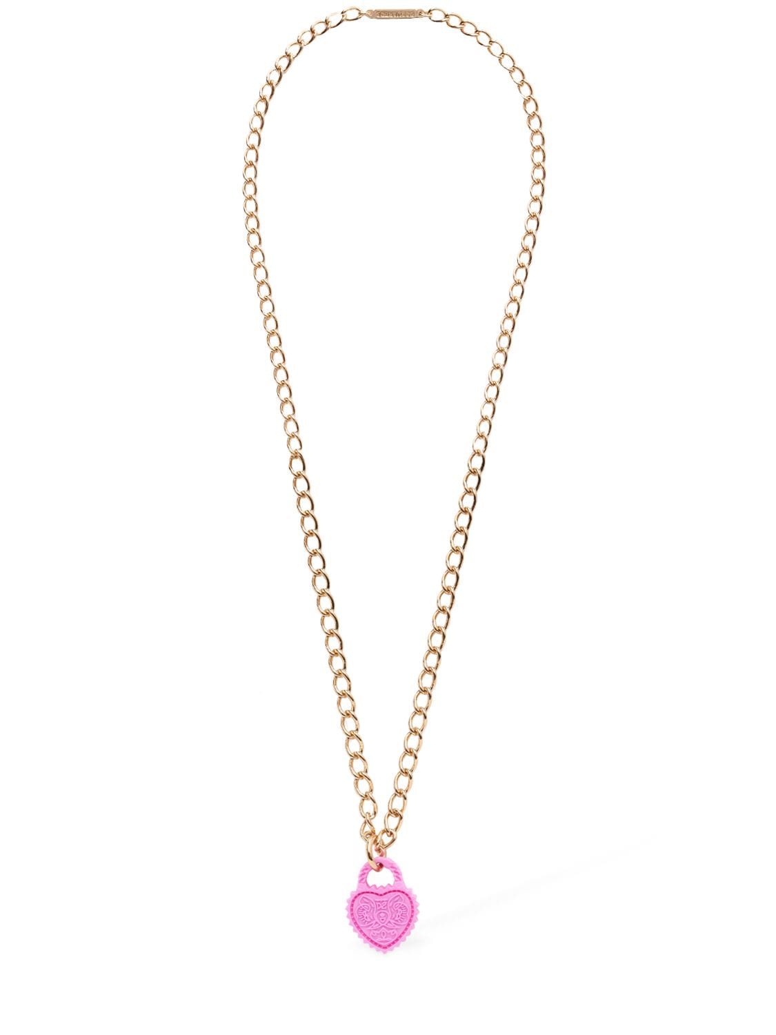 Shop Dsquared2 Open Your Heart Long Necklace In Gold,pink