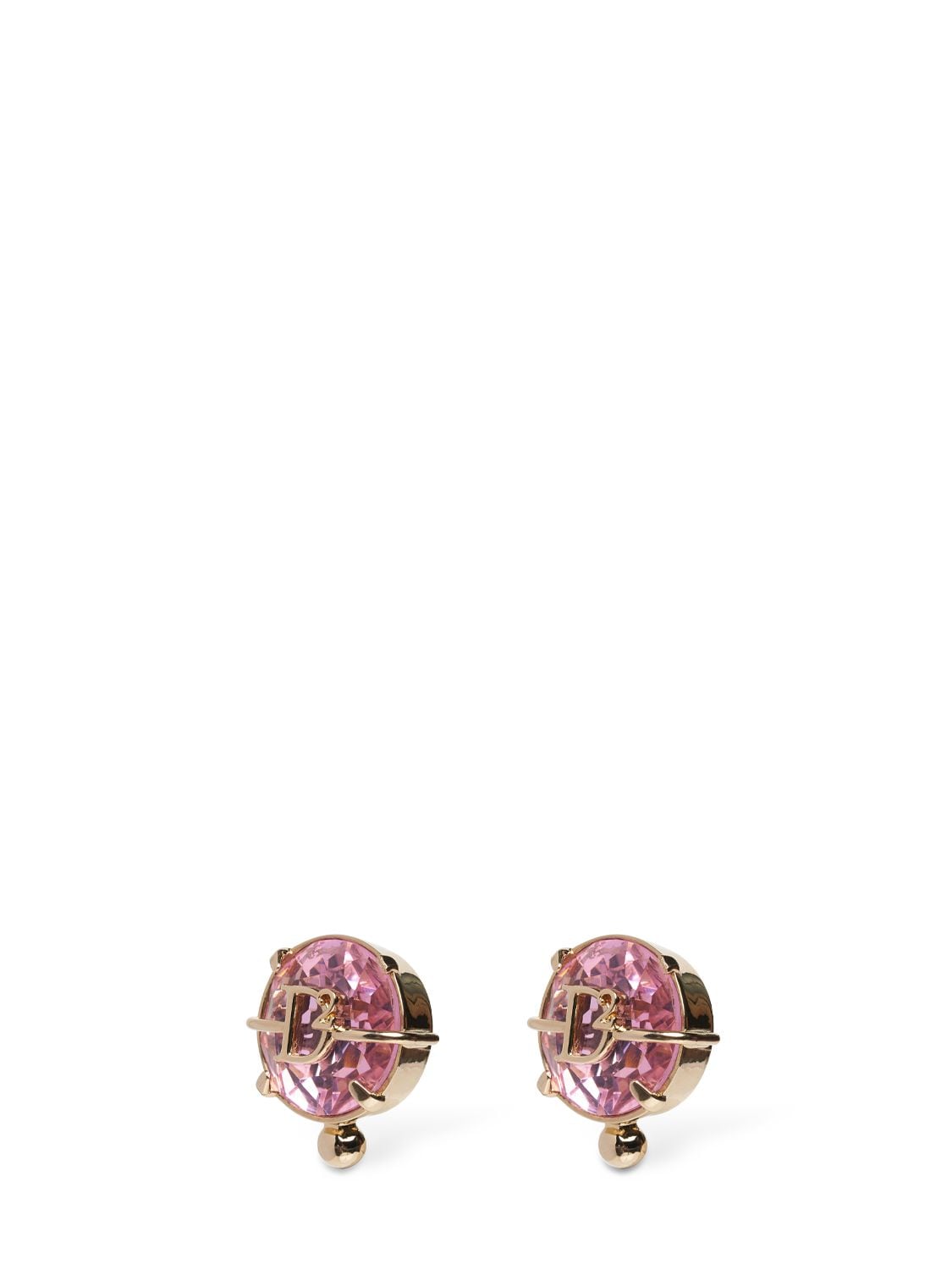 Shop Dsquared2 D2 Crystal Clip-on Earrings In Pink,gold