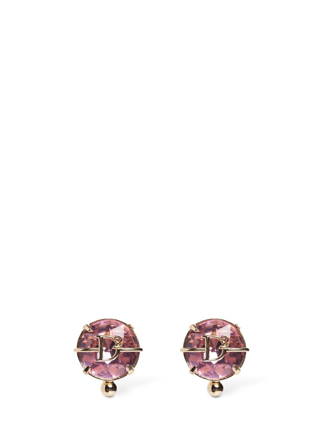 Dsquared2 D2 Crystal Clip-on Earrings In Pink,gold
