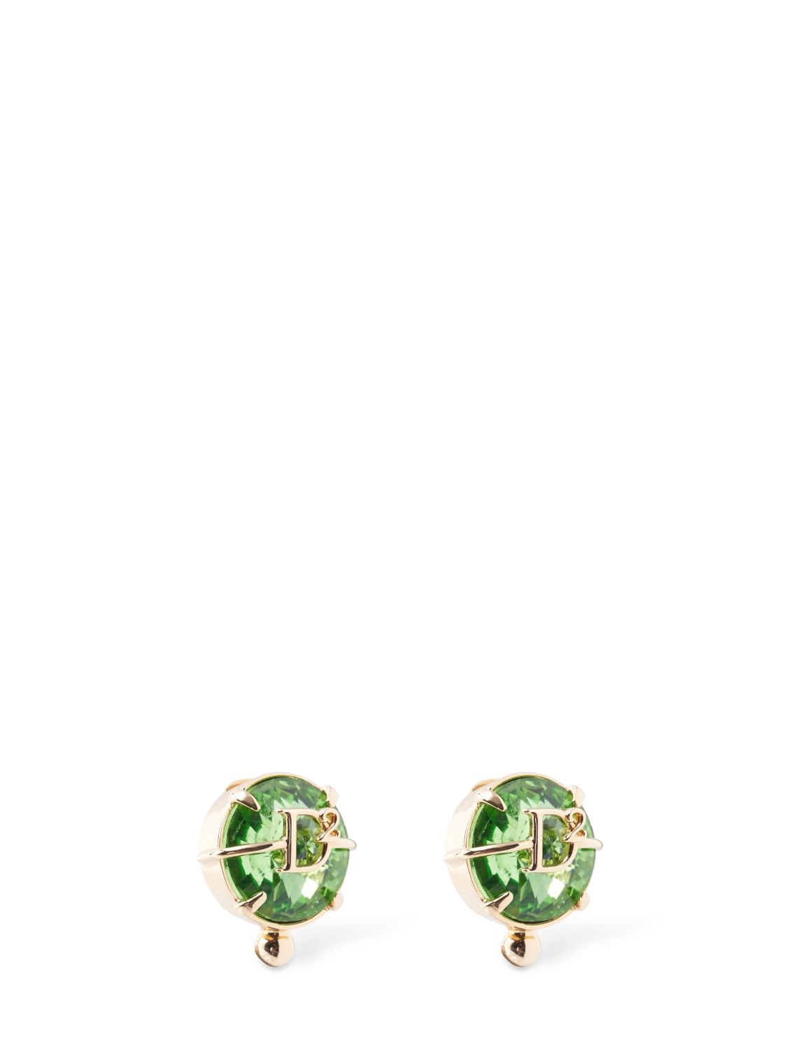 Shop Dsquared2 D2 Crystal Clip-on Earrings In Green,gold