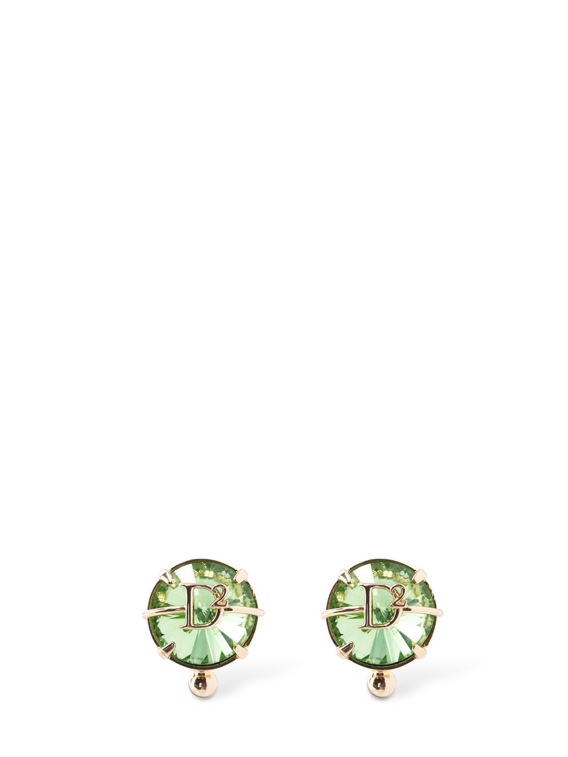 Dsquared2 D2 Crystal Clip-on Earrings In Green,gold